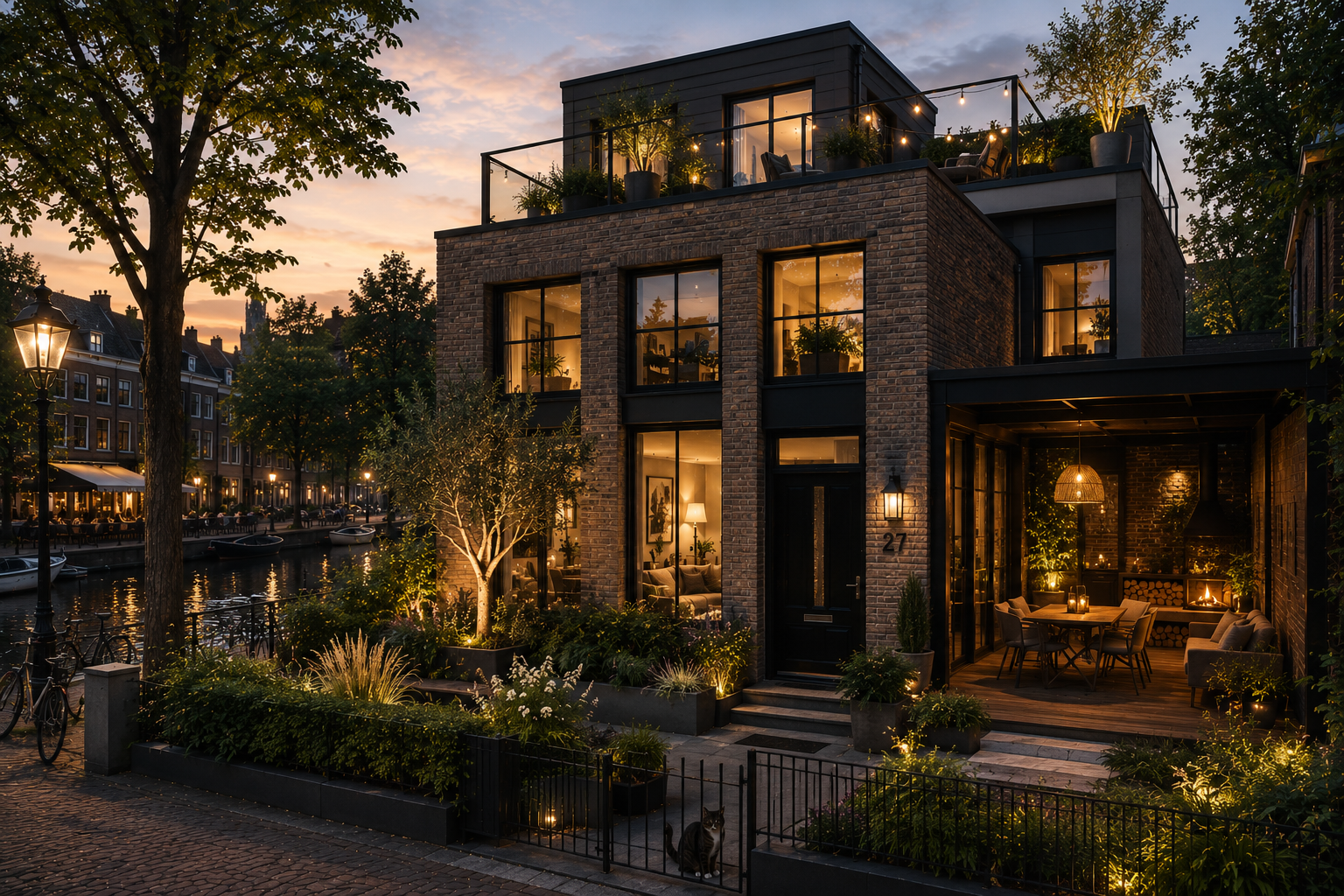 A quiet Marewick home by the water with a small front garden and rooftop terrace.